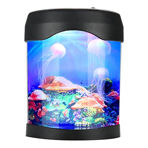 Kleines Aquarium, LED Licht Schreibtisch Mini Aquarium USB Künstliches Aquarium Farbwechsel Nachtlampe von Hapivida