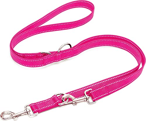 Happilax Hundeleine 2m verstellbar - Rosa/Reflektierend - 3-stufig verstellbare Leine - Doppelleine, Schleppleine - geeignet als Hundeleine für große Hunde oder als Schleppleine für kleine Hunde. von Happilax