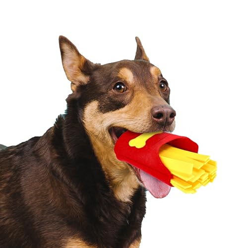 Happilax Hundespielzeug Snuffle Mat aus Filz - IQ-Training Spielzeug für Hunde - Fördert das natürliche Fressverhalten - Abwaschbar - Rot und Gelb von Happilax