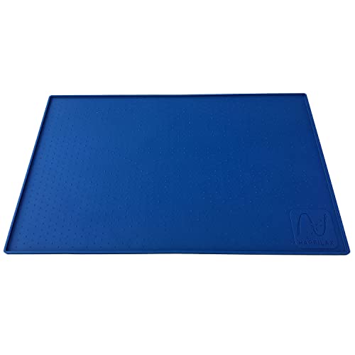 Happilax Premium-Silikon-Napfmatte für Futter- und Wassernäpfe, 48x30 cm, Farbe Blau | Anti-Rutsch-Silikon-Futtermatte für Hunde und Katzen, maulkorb kleine Hunde von Happilax