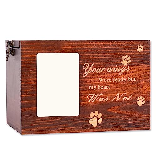 Happlignly Haustierurnen für Hunde und Katzen, Asche, Verlust von Haustieren, Gedenkstätten, Fotorahmen, Urnen aus Holz, Haustier-Gedenkbox von Happlignly