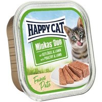 HAPPY CAT Minkas Duo Nassfutter Katze Adult, Geflügel & Lamm, Paté 16x100 g von Happy Cat