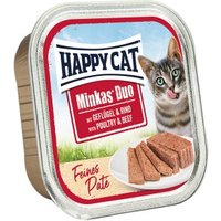 HAPPY CAT Minkas Duo Nassfutter Katze Adult, Geflügel & Rind, Paté 16x100 g von Happy Cat