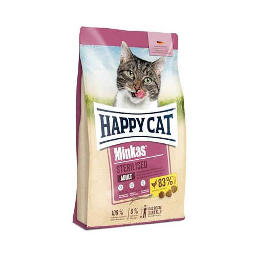 Happy Cat 70402 – Happy Cat Minkas Sterilised Geflügel - Trockenfutter mit Yucca für kastrierte Katzen – 500 g Inhalt von Happy Cat