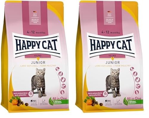 Happy Cat 70538 - Young Junior Land Geflügel - Katzen-Trockenfutter für Jung-Katzen ab dem 4. Monat - 300 g Inhalt (Packung mit 2) von Happy Cat