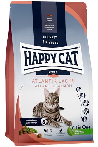 Happy Cat 70552 - Culinary Adult Atlantik Lachs - Katzen-Trockenfutter für ausgewachsene Katzen und Kater - 300 g Inhalt von Happy Cat