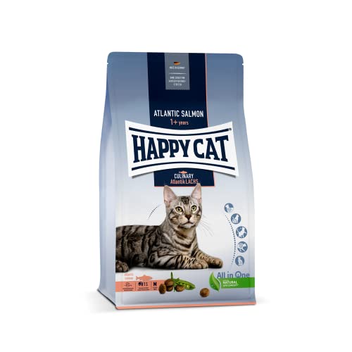 Happy Cat 70552 - Culinary Adult Atlantik Lachs - Katzen-Trockenfutter für ausgewachsene Katzen und Kater - 300 g Inhalt von Happy Cat