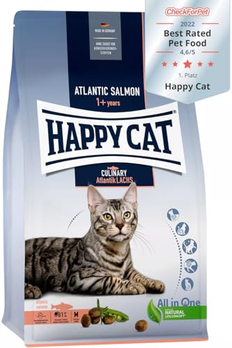 Happy Cat 70555M - Culinary Adult Atlantik Lachs M - Katzen-Trockenfutter für ausgewachsene Katzen und Kater - 10 kg von Happy Cat