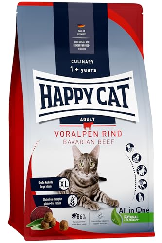 Happy Cat 70558 - Culinary Adult Voralpen Rind - Katzen-Trockenfutter für ausgewachsene Katzen und Kater - 1,3 kg Inhalt von Happy Cat