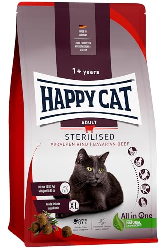 Happy Cat 70573 - Sterilised Adult Voralpen Rind - Trockenfutter für sterilisierte Katzen und Kater - 300 g Inhalt von Happy Cat