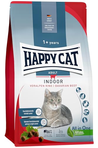 Happy Cat 70592 - Indoor Adult Voralpen Rind - Katzen-Trockenfutter für ausgewachsene Katzen und Kater - 1,3 kg Inhalt von Happy Cat