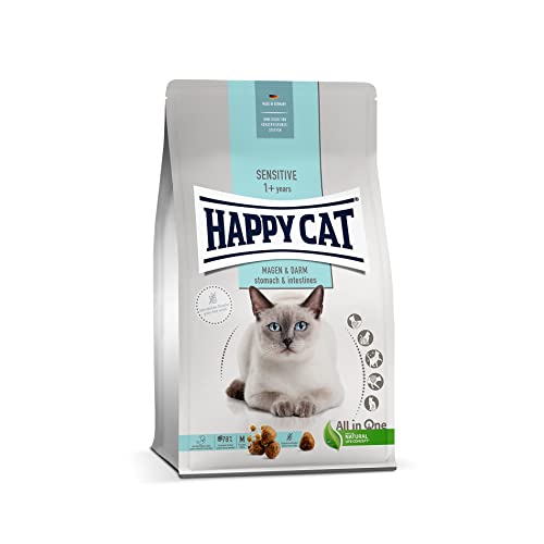 Happy Cat 70595 - Sensitive Magen & Darm - Katzen-Trockenfutter mit Ente für Sensible Katzen und Kater - 300 g Inhalt von Happy Cat