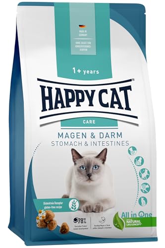 Happy Cat 70595 - Care Magen & Darm - Katzen-Trockenfutter mit Ente für Sensible Katzen und Kater - 300 g Inhalt von Happy Cat