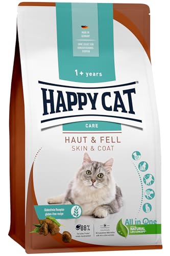 Happy Cat 70599 - Care Haut & Fell - Katzen-Trockenfutter mit Huhn für hautsensible Katzen und Kater - 300 g Inhalt von Happy Cat