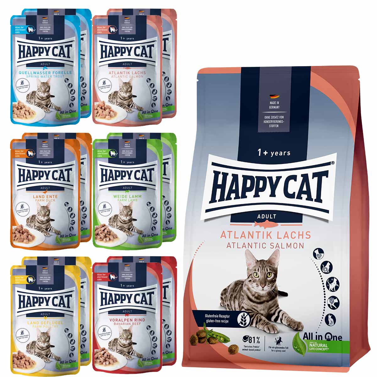 Happy Cat Culinary Adult Atlantik Lachs 10 kg + Mischtray 1 Happy Cat Pouches 12x85g gratis Happy Cat Culinary Adult Atlantik Lachs 10 kg + Mischtray 1 Happy Cat Pouches 12x85g gratis von Happy Cat