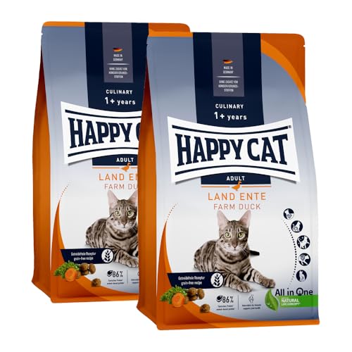 Happy Cat Culinary Adult Land Ente M - Katzen-Trockenfutter für ausgewachsene Katzen und Kater - 2X 4 kg von Happy Cat