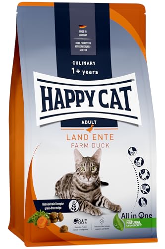 Happy Cat Culinary Adult Land Ente M - Katzen-Trockenfutter für ausgewachsene Katzen und Kater - 4 kg von Happy Cat