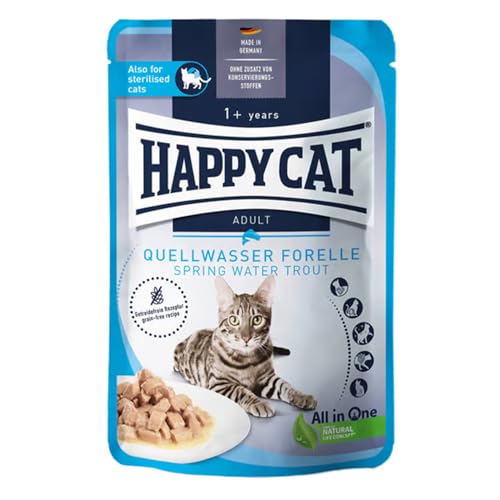 Happy Cat Culinary Meat in Sauce Adult Quellwasser Forelle Pouch 20x85 g - Getreidefreies Futter für Katzen und Kater von Happy Cat