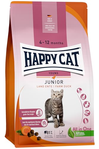 Happy Cat Junior Land Ente M - Trockenfutter für Junge Katzen ab dem 4. Monat - 1,3kg von Happy Cat