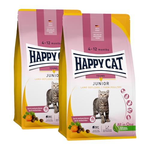 Happy Cat Junior Land Geflügel M - Trockenfutter für Junge Katzen ab dem 4. Monat - 2X 10kg von Happy Cat