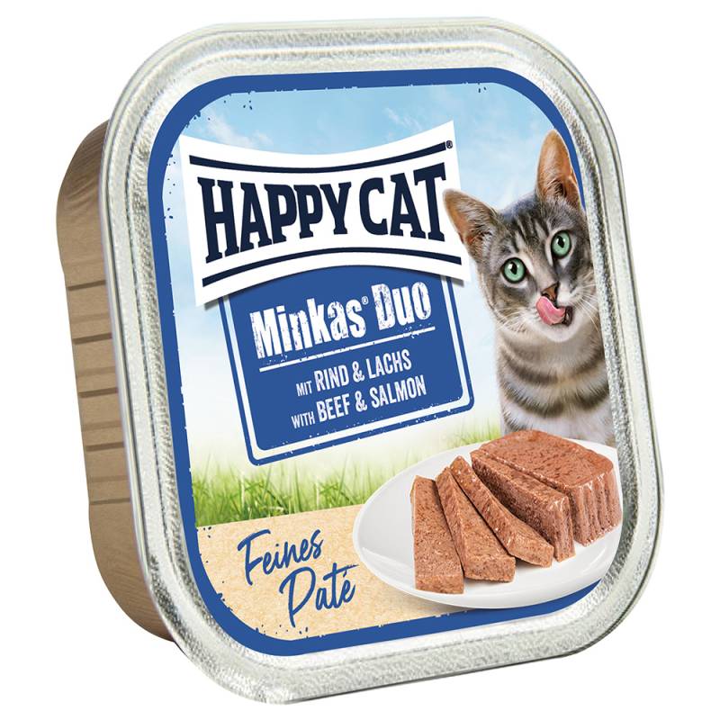 Happy Cat Minkas Duo Feines Paté - Rind & Lachs 16 x 100 g von Happy Cat