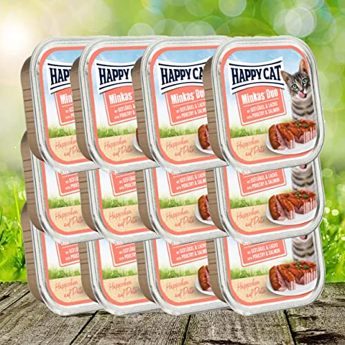 Happy Cat Minkas Duo Menu - Geflügel & Lachs 12 x 100 g von Happy Cat