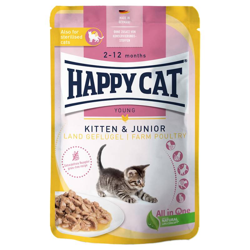 Happy Cat Pouch Meat in Sauce 12 x 85 g  - Land-Geflügel Kitten von Happy Cat