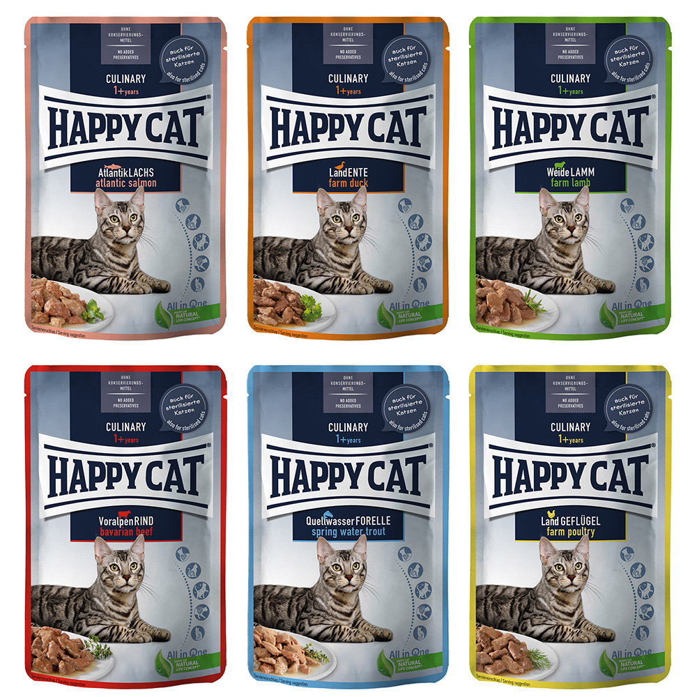 Happy Cat Pouch Meat in Sauce 12 x 85 g  - Mixpaket 1 (6 Sorten) von Happy Cat