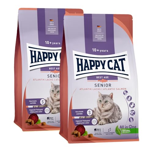 Happy Cat Senior Atlantik Lachs M - Trockenfutter für Katzensenioren ab dem 8. Lebensjahr - 2X 4kg von Happy Cat