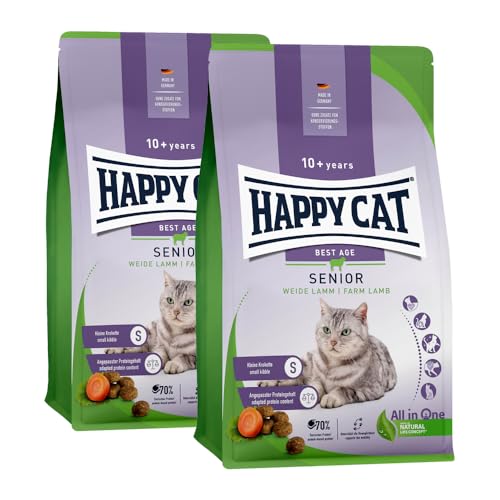 Happy Cat Senior Weide Lamm M - Trockenfutter für Katzensenioren ab dem 8. Lebensjahr - 2X 4kg von Happy Cat