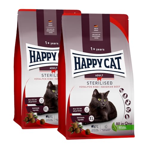 Happy Cat Sterilised Adult Voralpen Rind M - Trockenfutter für sterilisierte Katzen und Kater - 2X 10 kg von Happy Cat