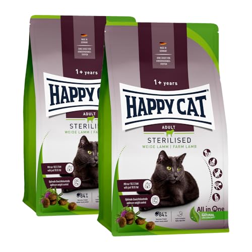 Happy Cat Sterilised Adult Weide Lamm M - Trockenfutter für sterilisierte Katzen und Kater - 2X 10 kg von Happy Cat