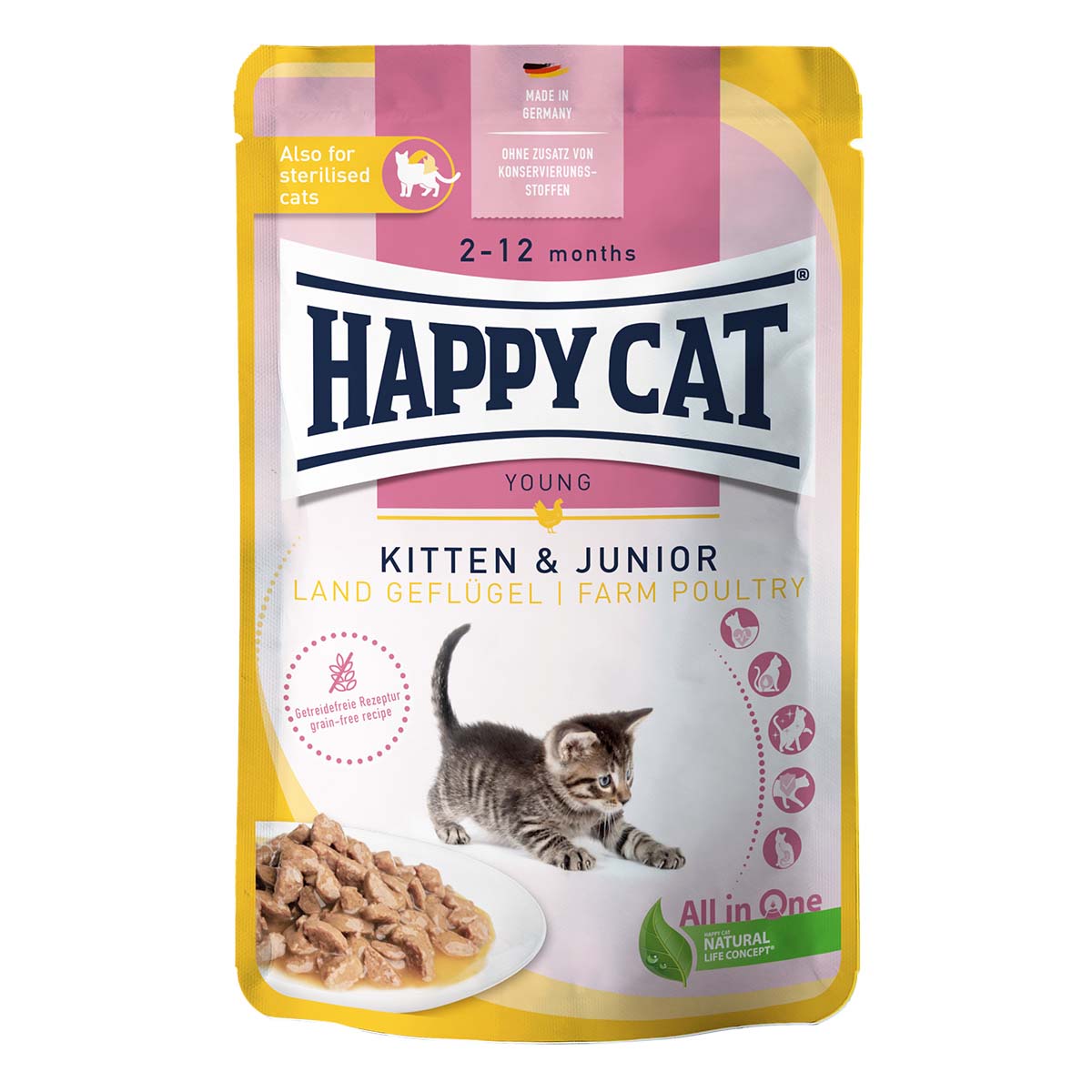 Happy Cat Tray Kitten & Junior Land Geflügel 12x85g von Happy Cat