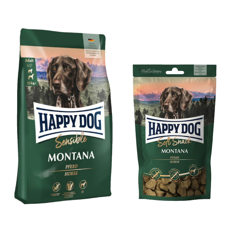 Happy Dog Kombi-Paket:  Supreme Sensible 10 / 12,5 kg + 5 x 100 g Soft Snack - Sensible Montana  10 kg +  Montana 5 x 100 g von Happy Dog Supreme Sensible