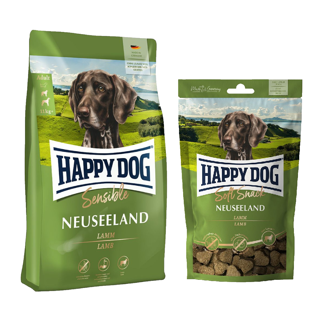 Happy Dog Kombi-Paket:  Supreme Sensible 10 / 12,5 kg + 5 x 100 g Soft Snack - Sensible Neuseeland 12,5kg + Neuseeland 5 x 100 g von Happy Dog Supreme Sensible