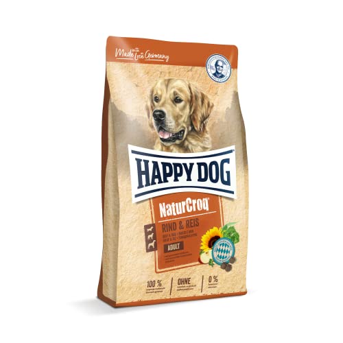 Happy Dog 60517 – NaturCroq Rind & Reis – Trockenfutter mit heimischen Kräutern für ausgewachsene Hunde – 15 kg Inhalt von Happy Dog