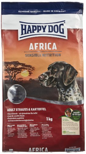 Happy Dog 03545 - Sensible Africa Strauß - Hunde-Trockenfutter für ausgewachsene Hunde - 1 kg Inhalt von Happy Dog