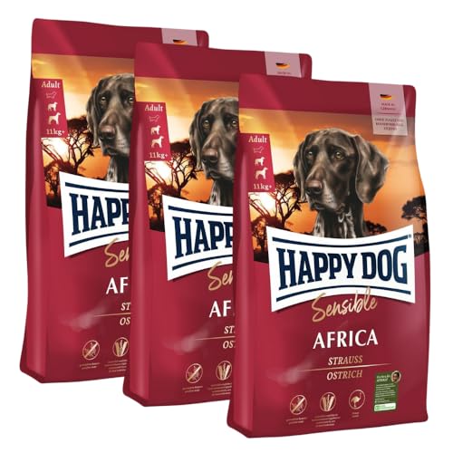 Happy Dog Sensible Africa M 3X 1 kg - Trockenfutter, Geschmacksrichtung Strauss von Happy Dog