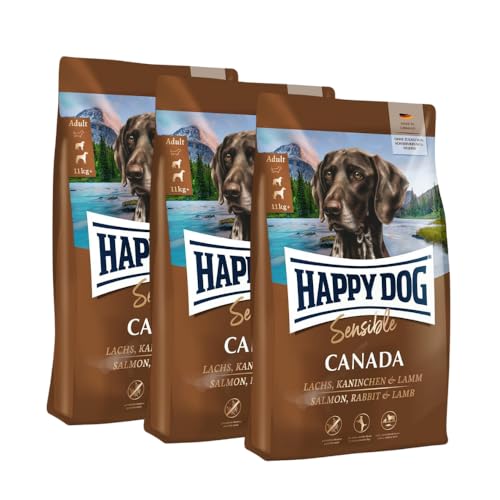 Happy Dog Sensible Canada M 3X 1 kg - Trockenfutter, Geschmacksrichtung Lachs, Kaninchen & Lamm von Happy Dog