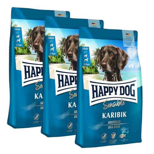 Happy Dog Sensible Karibik M 3X 1 kg - Trockenfutter, Geschmacksrichtung Seefisch von Happy Dog