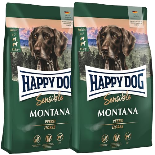 Happy Dog Sensible Montana M Trockenfutter, Hundefutter - Geschmacksrichtung Pferd - Glutenfrei, Getreidefrei, Monoprotein, Omega-3 und Omega-6-2X 4kg von Happy Dog