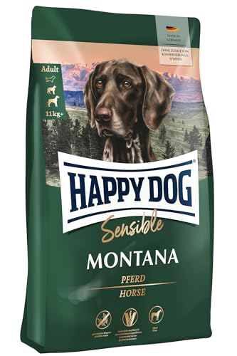 Happy Dog Sensible Montana M Trockenfutter, Hundefutter - Geschmacksrichtung Pferd - Glutenfrei, Getreidefrei, Monoprotein, Omega-3 und Omega-6-4kg von Happy Dog