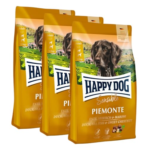 Happy Dog Sensible Piemonte M 3X 1 kg - Trockenfutter, Geschmacksrichtung Ente & Seefisch von Happy Dog