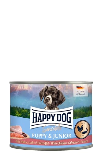 Happy Dog - Sensible Puppy & Junior M - Huhn, Lachs, Kartoffel - Nassfutter 18 x 200 g von Happy Dog