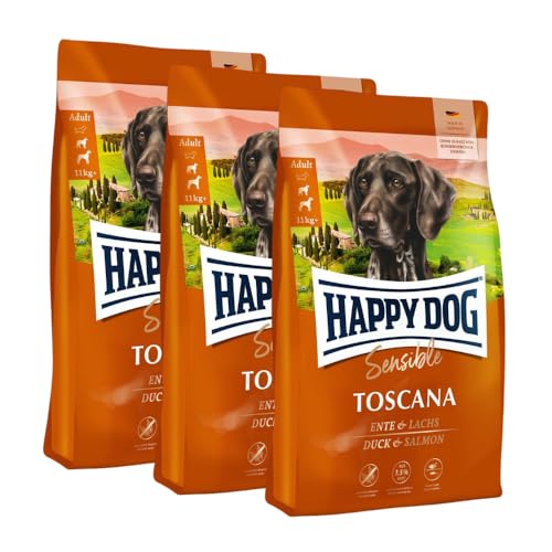 Happy Dog Sensible Toscana M 3X 1 kg - Trockenfutter, Geschmacksrichtung Ente & Lachs von Happy Dog
