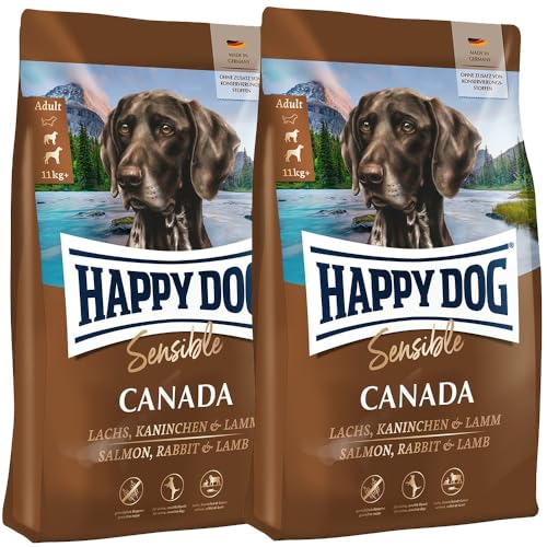 Happy Dog - Sensible Canada M Lachs, Kaninchen & Lamm - Trockenfutter für ausgewachsene Hunde - 2x11kg Inhalt von Happy Dog
