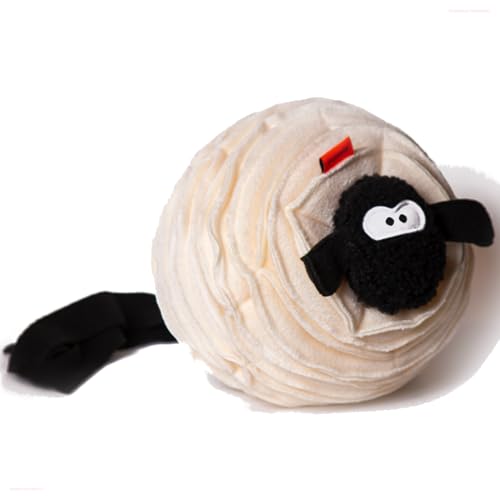 Schnüffelball für Hunde | Hundespielzeug LOU THE SHEEP | Widerstandsfähiges Intelligenzspielzeug für Hunde | Schnüffelteppich für Hunde in Weiß | Dog Toys und Hundespielzeug Intelligenz 26x20cm von Happy Home
