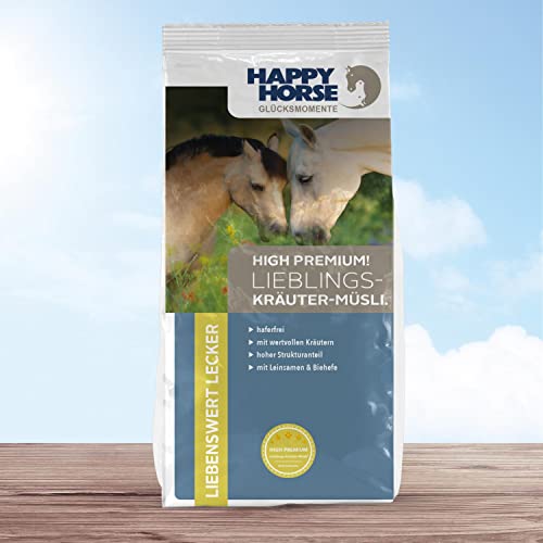 HAPPY HORSE Lieblings Kräuter-Müsli Pferdefutter haferfrei 14kg | bei Atemwegsproblemen und Husten | Hochwertige Kräuter | Für appetitlose und nervöse Pferde geeignet von Happy Horse