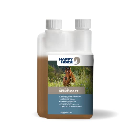 Happy Horse Relax & Nervensaft für Pferde - Natürliche Unterstützung, psychische Ausgeglichenheit und Verfassung bei Pferden, Fördert Verdauung, Baldrian u. Hopfen wirken beruhigend. von Happy Horse