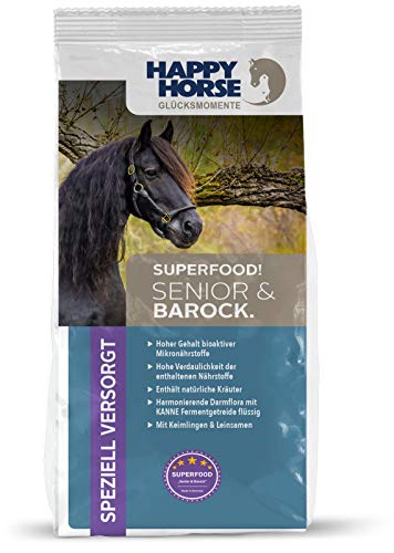 Happy Horse Superfood Senior & Barock 14 kg |Natürliche Kräuter|Bioaktive Mikronährstoffe|Hohe Vtalstoffdichte von Happy Horse